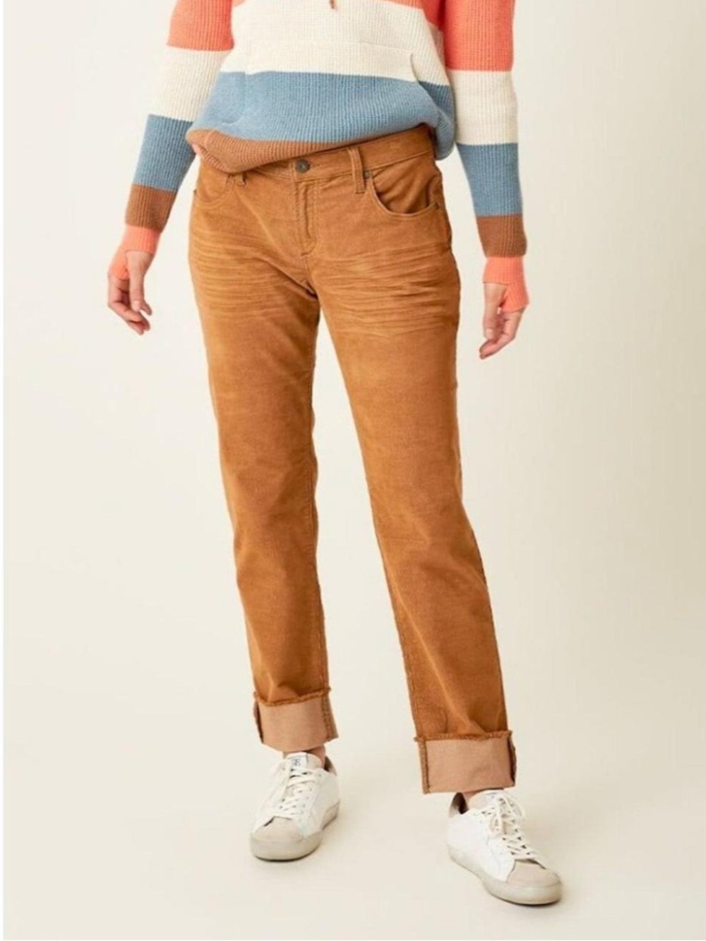 Carve Designs Organic Cotton Straight Leg Pants Tan Corduroy Size 8